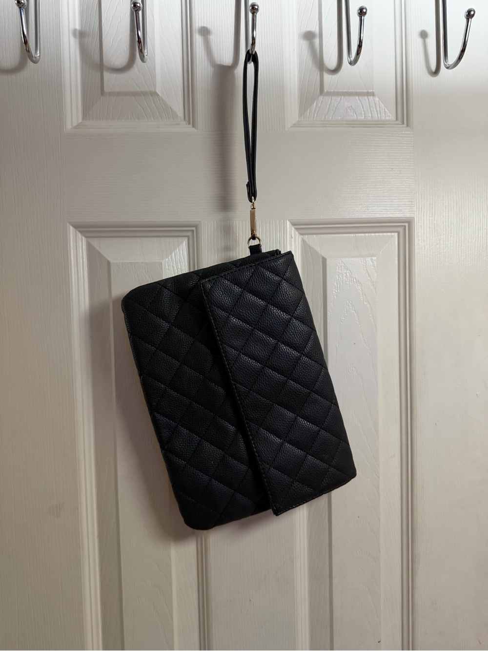 Charlotte Russe Black Quilted Wristlet Clutch